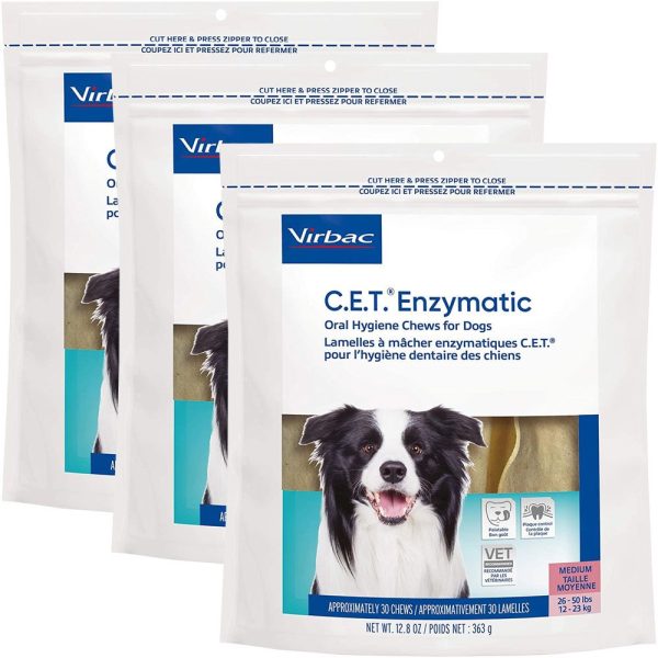 3-PACK CET Enzymatic Chews for Medium Dogs (90 Chews)