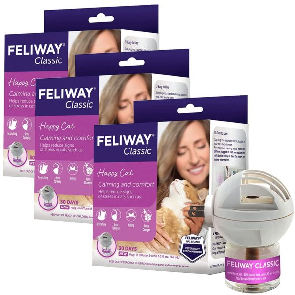 Feliway Calming Diffuser Plug In for Cats Starter Kit, 3 Pack