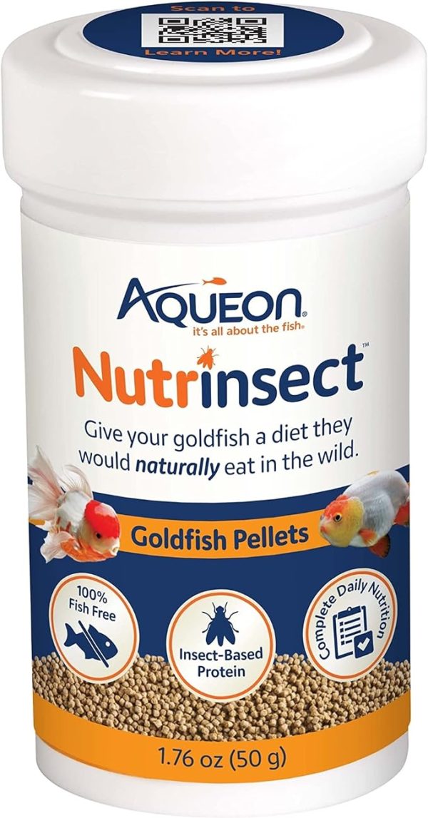 Aqueon Nutrinsect Fish-Free Fish Food, Goldfish Pellets, 1.76 oz