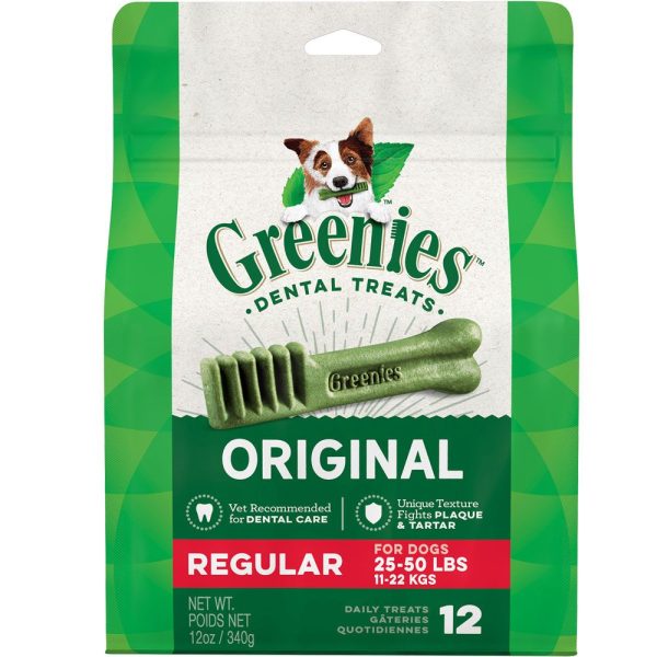 Greenies Original Dental Chew Dog Treats - Regular 12oz (12 Bones)