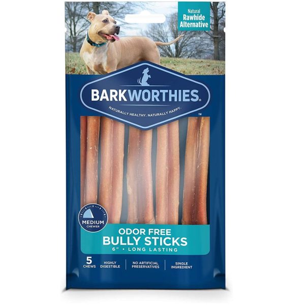 Barkworthies Odor Free All Natural Bully Stick 6" (5 pk)