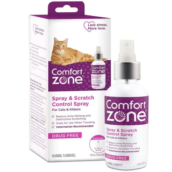 Comfort Zone Spray & Scratch Control Spray For Cats & Kittens, 2-oz