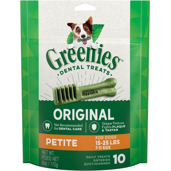 Greenies Original Dental Chew Dog Treats - Petite 6 oz (10 Bones)