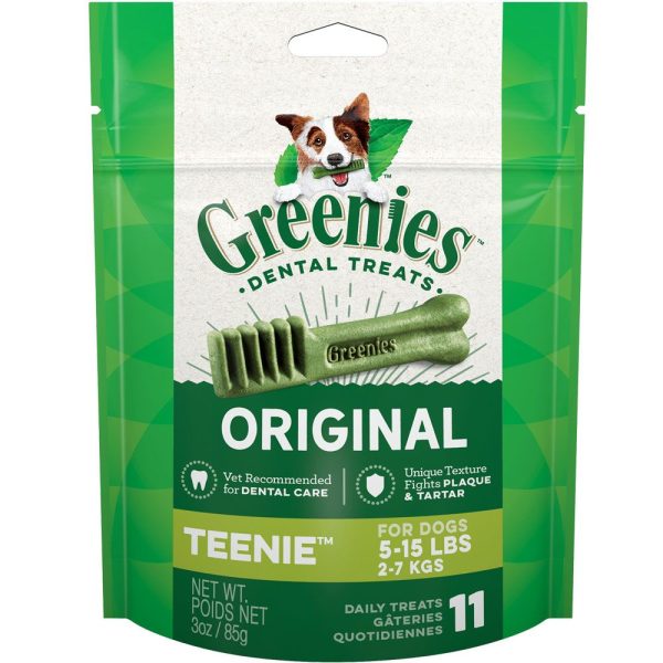 Greenies Original Dental Chew Dog Treats - Teenie 3oz (11 Bones)