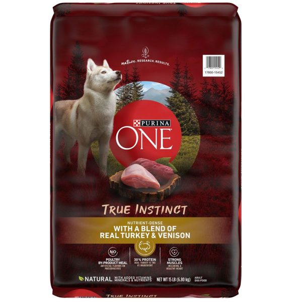 Purina ONE True Instinct Natural High Protein With Real Turkey & Venison Dry Dog Food, 15-lb bag