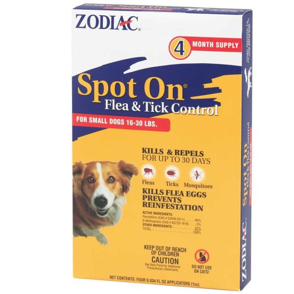 Zodiac Spot On Flea & Tick Control for Small Dogs 16-30 lbs (4 pack)